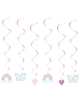 6 Fairy Princess Party Swirl Decorations