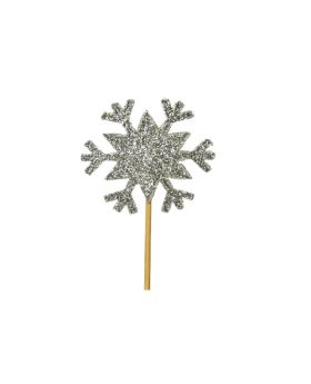 12 Glitter Snowflake Cupcake Toppers