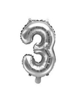 Silver Number 3 Air Fill Foil Balloon 14"