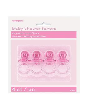 Pink Crystal Pacifier Favours, pk4