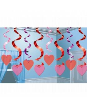 15 Candy Hearts Hanging Swirl Decorations