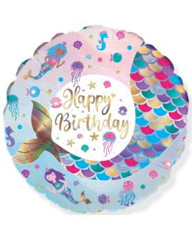 Shimmering Mermaid Birthday Foil Balloon 18"