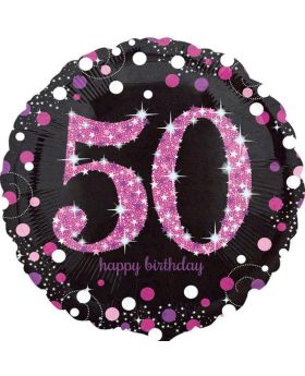 Pink Sparkling Celebration 50th Birthday Foil Balloon 18"