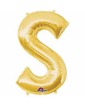 Letter S Supershape Gold Foil Balloon 34"/"86cm
