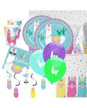 Llama Pastel Party Deluxe Party Pack for 16