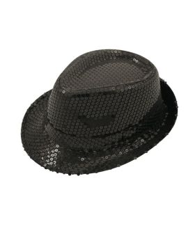 Black Sequin Gangster Hat