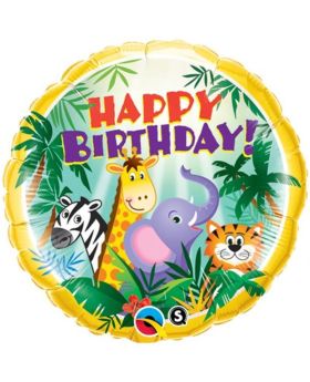 Happy Birthday Jungle Friends Foil Balloon 18"