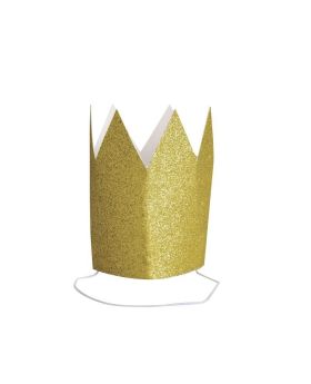 Mini Gold Glitter Paper Crowns, pk4