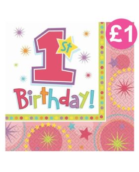 16 One-Derful 1st Birthday Girl Napkins