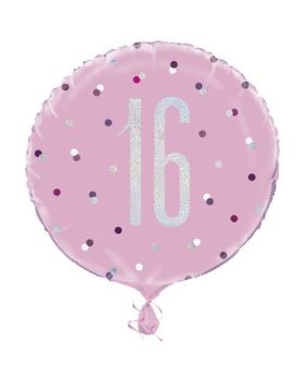 Glitz Pink Age 16 Foil Balloon 18"