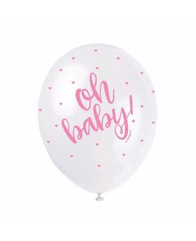 Pink Oh Baby Helium Quality Latex Balloons, pk5