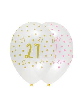 Pink Chic Happy Age 21 Latex Balloons 12'', pk6
