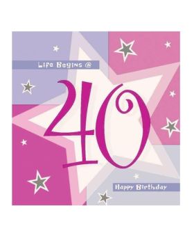 16 Pink Shimmer 40th Birthday Napkins
