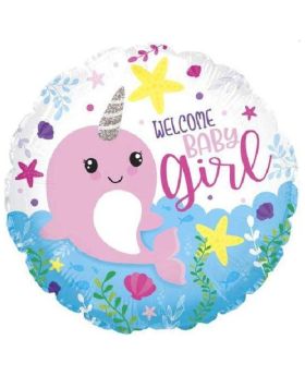 Narwhal Baby Girl Foil Balloon 18"