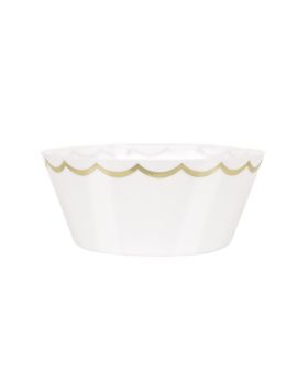 White Plastic Gold Serving Bowl 25cm