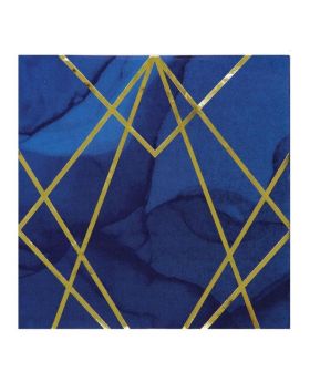 Navy & Gold Geode Party Lunch Napkins 33cm x 33cm, pk16