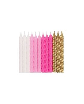 Pink, White and Gold Candles, pk24