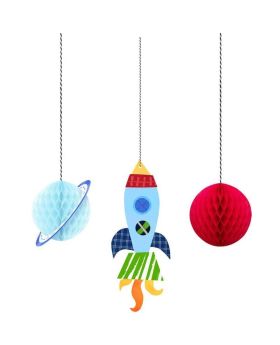 Outer Space Party Honeycomb Decorations, pk3