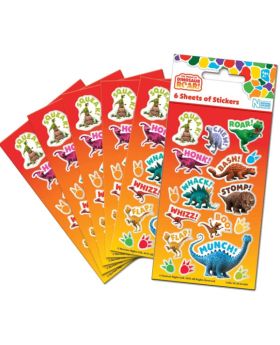6 Dinosaur Roar! Party Bag Sticker Sheets