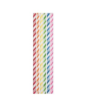 Striped Assorted Colours Paper Straws, pk24