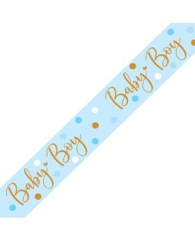 Sparkling Baby Boy Dots Foil Banner 2.74m