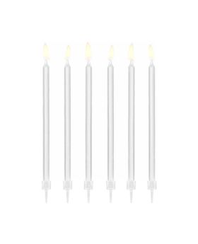 White Tall Birthday Candles 14cm, pk12