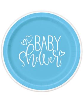 Blue Baby Shower Dinner Plates 23cm, pk8