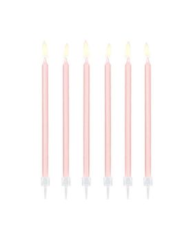 Light Pink Tall Birthday Candles 14cm, pk12