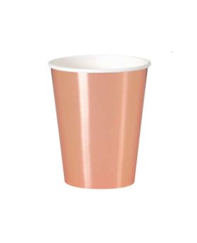 Rose Gold Paper Party Cups 355ml, pk8