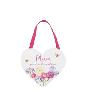 The Cottage Floral Mum Boxed Hanging Heart Plaque
