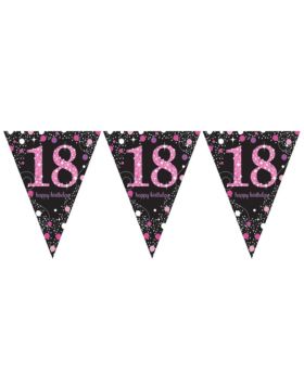 Pink Sparkling Celebration 18th Birthday Flag Banner 4m