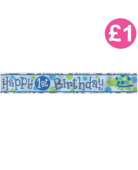 1st Birthday Turtle Party Foil Banner