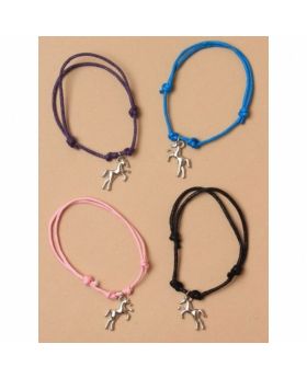 Coloured Corded Bracelet with Horse Silver Charm