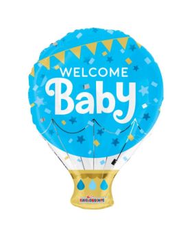Welcome Baby Boy Hot Air Foil Balloon 18"