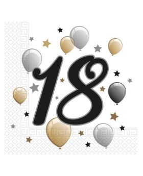 Milestone 18th Birthday Party Napkins 33cm x33cm, pk20