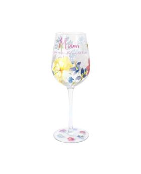 Mum Floral Boxed Wine Glass