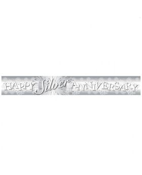 Silver 25th Anniversary Holographic Foil Banner 2.74m