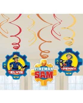 6 Fireman Sam Swirl Decorations