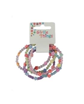 Inca Frosted Beads & Daisies Bracelets, pk5
