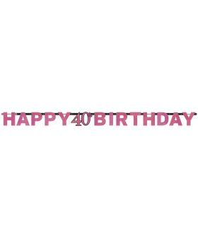 Pink Sparkling Celebration Happy 40th Birthday Prismatic Letter Banner 2.13m