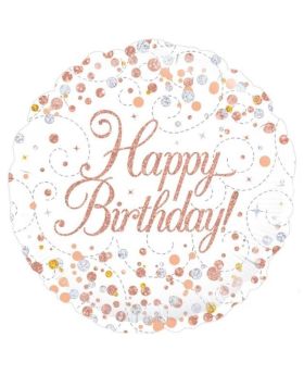 Rose Gold Sparkling Dots Happy Birthday Foil Balloon 18"