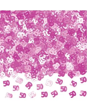 50th Birthday Pink Shimmer Metallic Confetti