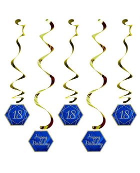 Navy & Gold Geode Party Age 18 Dizzy Danglers, pk5