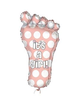 Baby Footprint It's a Girl Giant Foil Balloon 31"