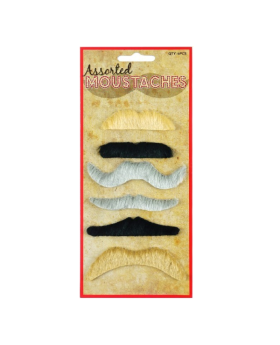6 Assorted Colour Moustaches