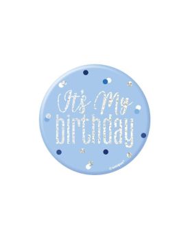Glitz Blue Happy Birthday Badge 7.5cm