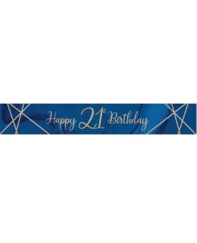 Navy & Gold Geode Party Age 21 Foil Banner 2.74m