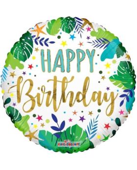 Tropical Happy Birthday Foil Balloon 18"