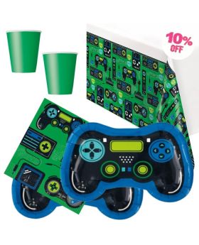 Gamer Birthday Party Tableware Pack for 16