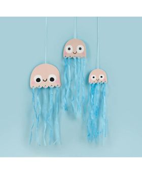 Jellyfish Haning Decorations with Tissue Tassels, pk3